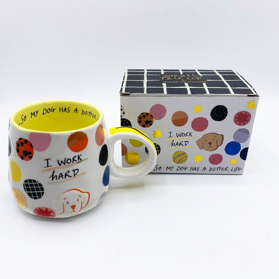 Beker work hard - dog - conceptstore LIefs uit Zierikzee