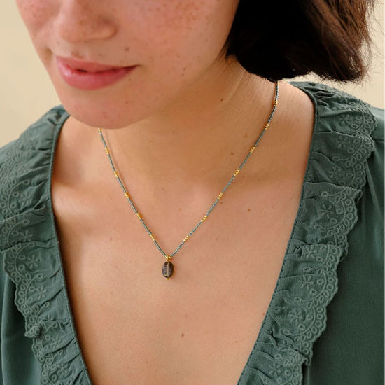 Ketting wishing aventurijn goud