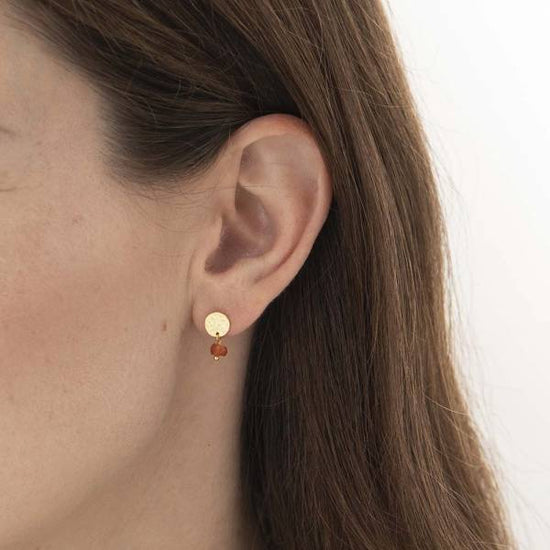 Mini Coin carneool Goud Oorbellen