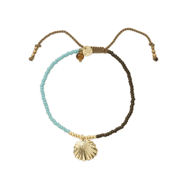 Armbandje schelp tijgeroog - a beautiful story - conceptstore Liefs uit Zierikzee 