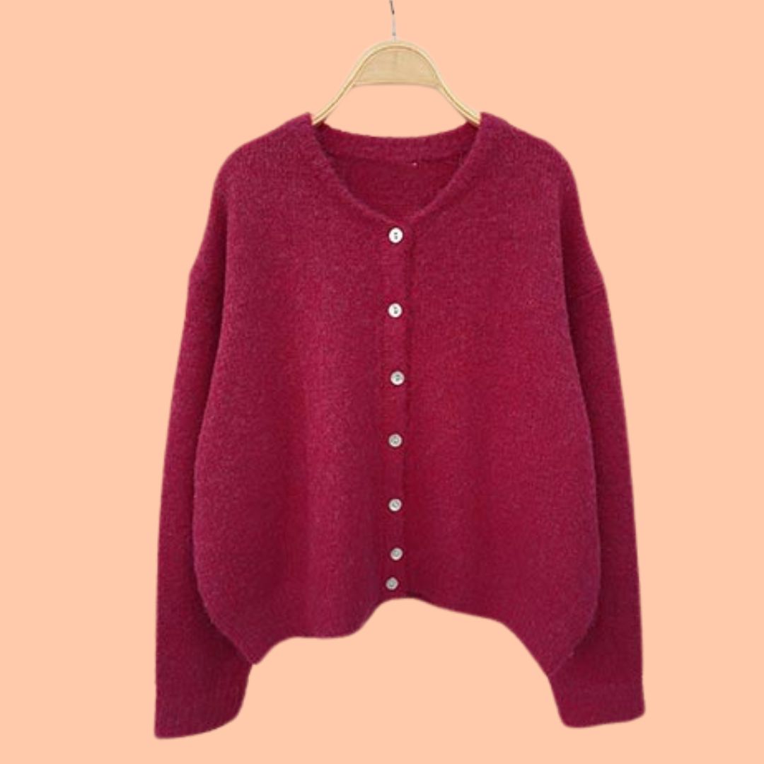Gebreid vest magenta - Liefs uit Zierikzee 