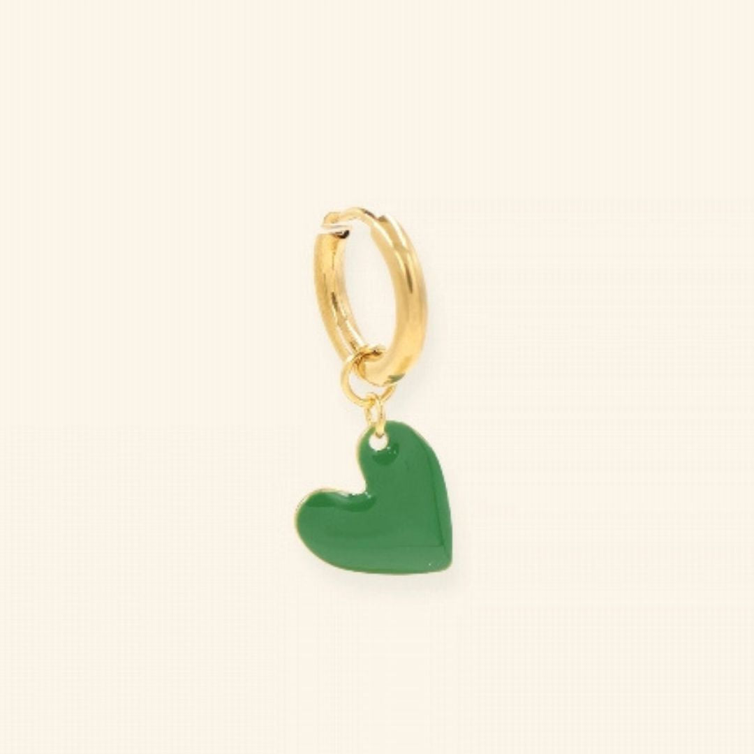 Heart groen oorbel - Liefs uit Zierikzee 