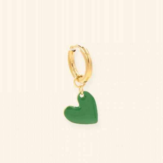 Heart groen oorbel - Liefs uit Zierikzee 