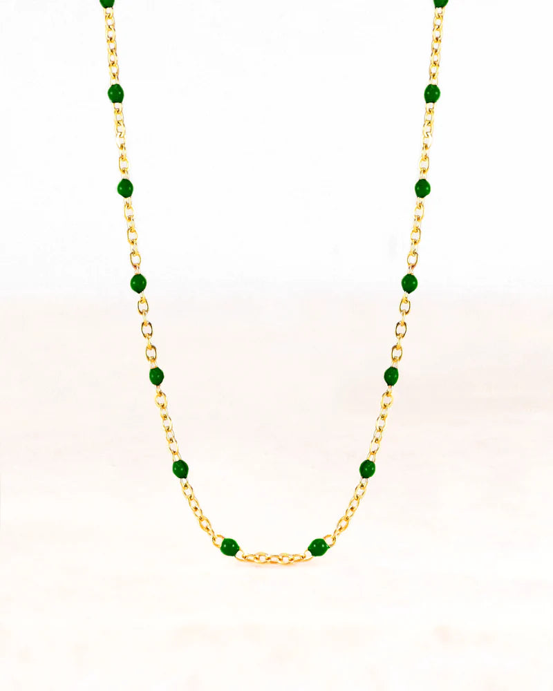 Ketting neva stainless steel goud groen - conceptstore Liefs uit Zierikzee 
