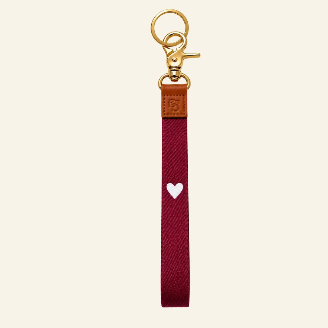 Keycord burgundy heart - Liefs uit Zierikzee 