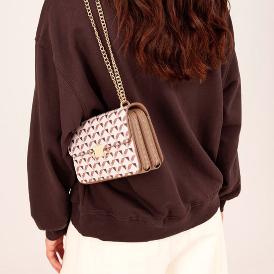 Crossbody grafisch beige