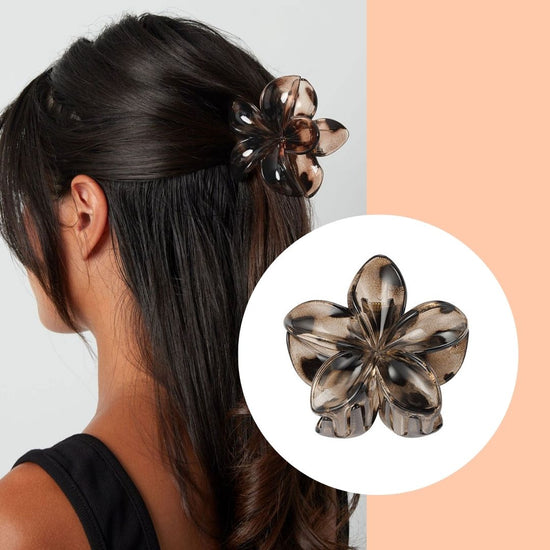 Haarklem Bloem – Hawaii Leopard Print | 8 cm | Lichtgewicht Haaraccessoire