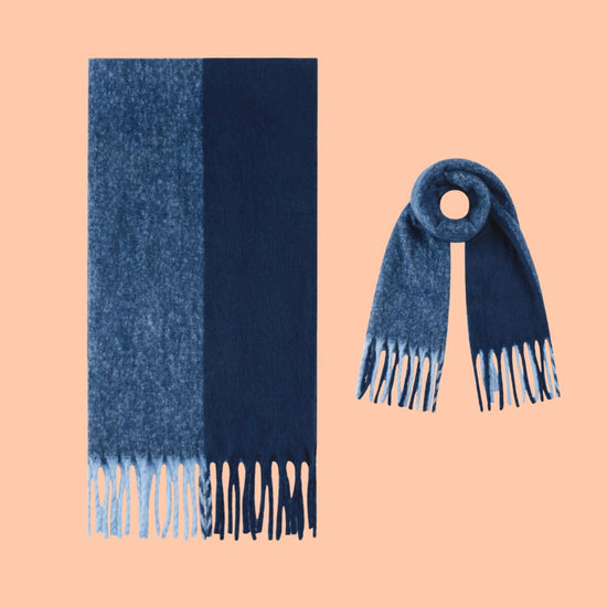 Tweekleurige Sjaal – Blauw  – 185x50 cm