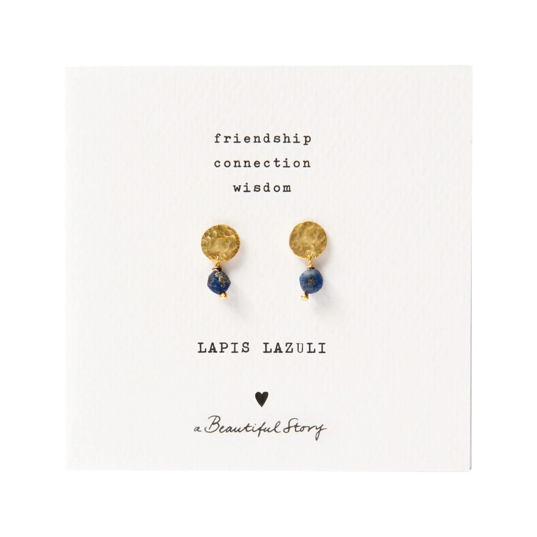 Oorbellen mini coin lapis lazulli - a beautiful story - Conceptstore Liefs uit Zierikzee 