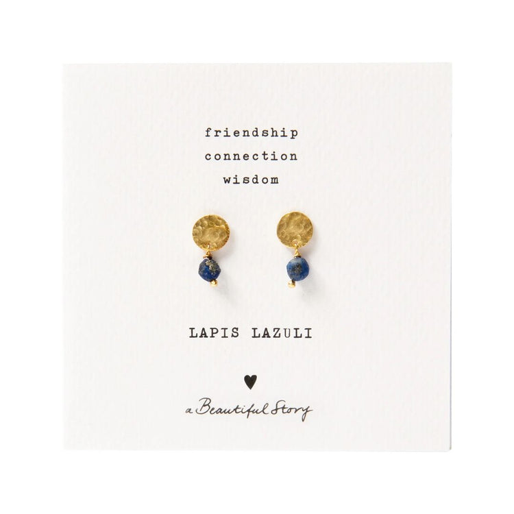 Oorbellen mini coin lapis lazulli - a beautiful story - Conceptstore Liefs uit Zierikzee 