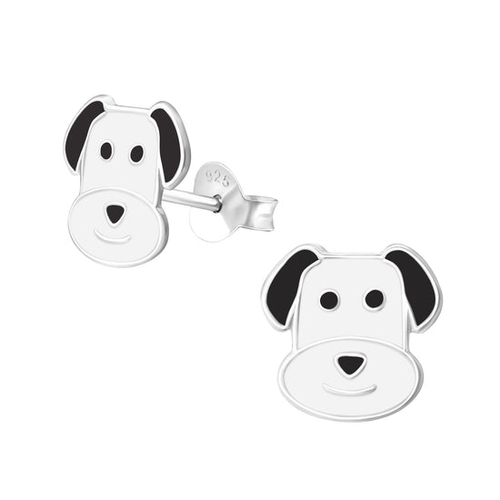 zilveren oorbellen hond zwart wit