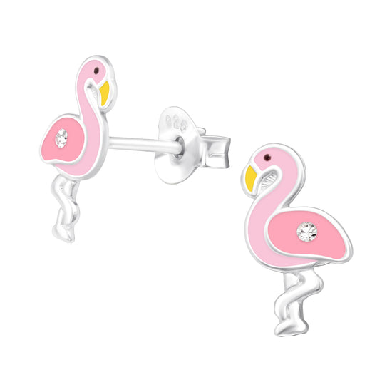 zilveren oorbellen flamingo