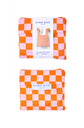 M reusable bag checkerboard pink orange