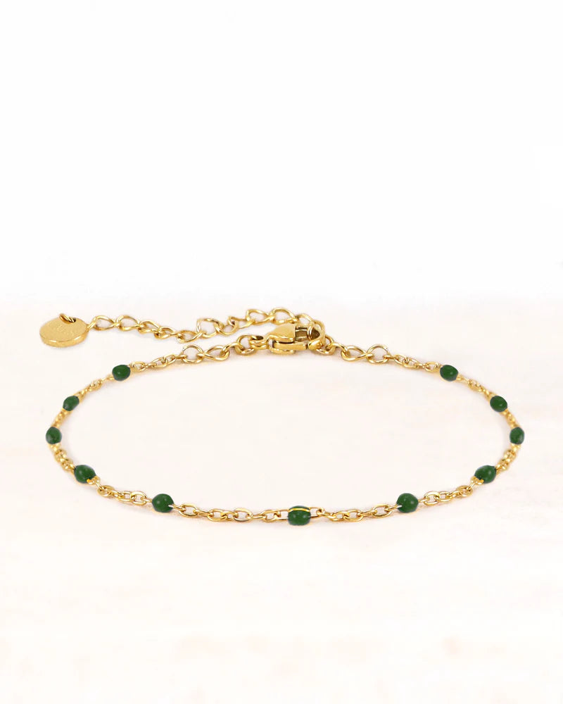 Stainless steel armband neva goud dark green - conceptstore Liefs uit Zierikzee