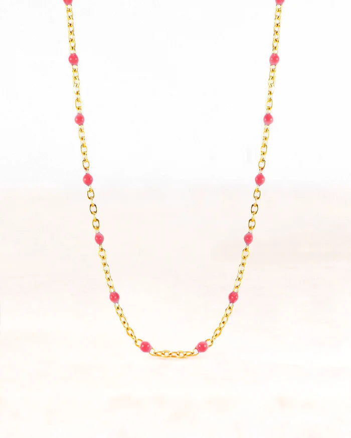 Stainless steel ketting neva goud fuchsia - conceptstore Liefs uit Zierikzee 