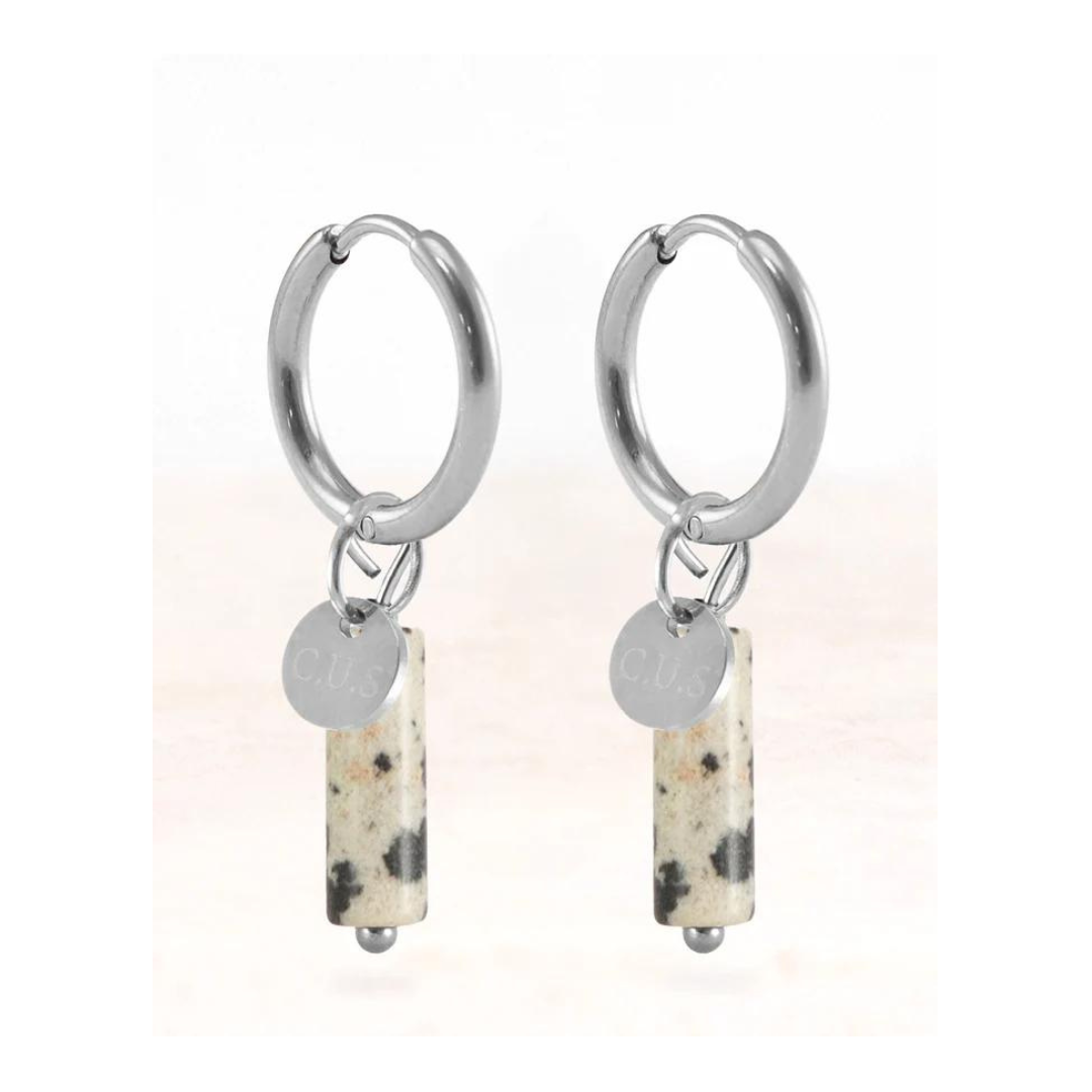 Stainless steel oorbellen dalmation stone - conceptstore Liefs uit Zierikzee 