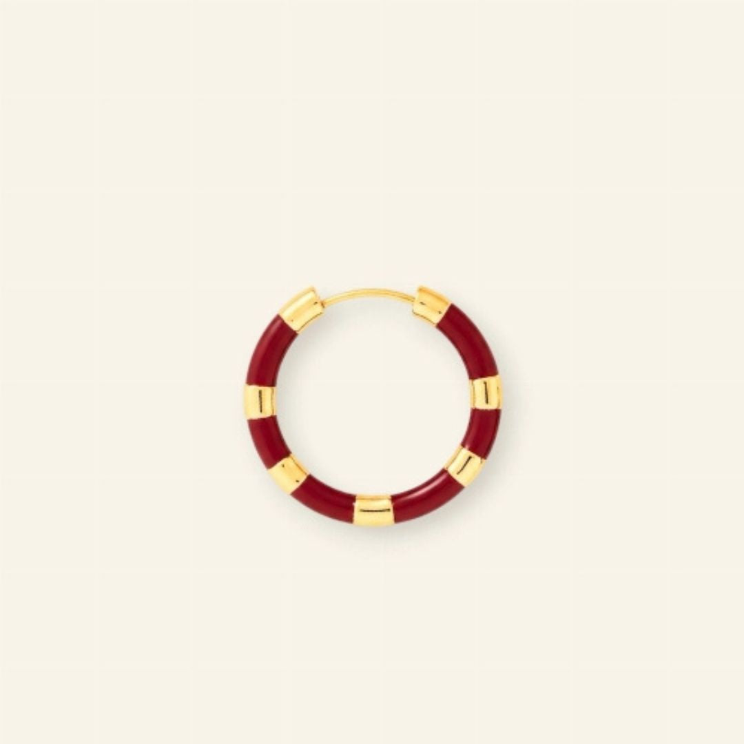 burgundy hoop oorbel  - Liefs uit Zierikzee 