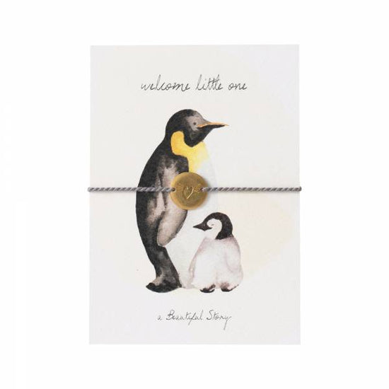 ansichtkaart met armband pinguin kleur