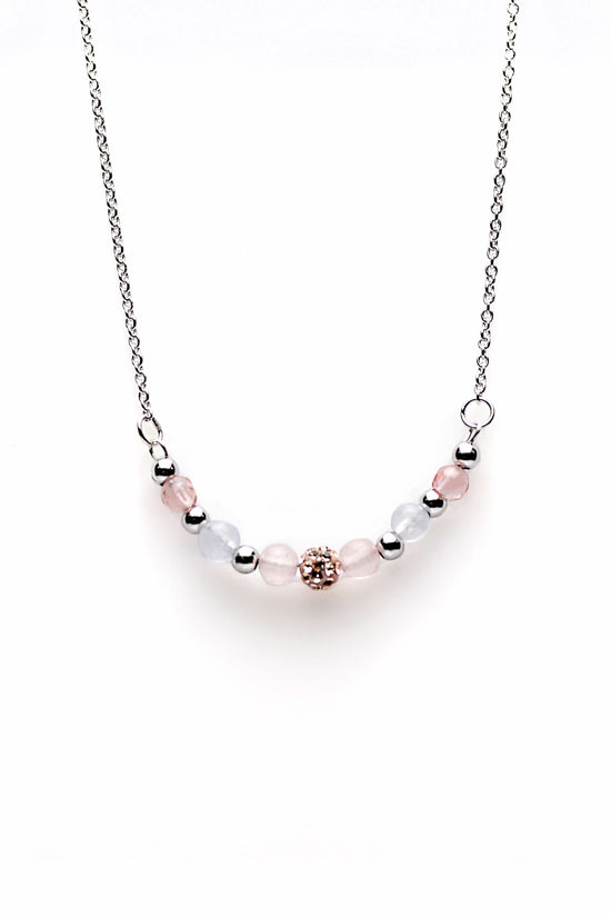 collier perles de cristal karma - rose clair